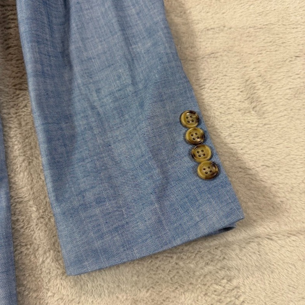 BONOBOS Mens 36S Short Slim Fit Light Blue Cotton Suit Jacket Pants 32x28 Casual - Picture 3 of 16